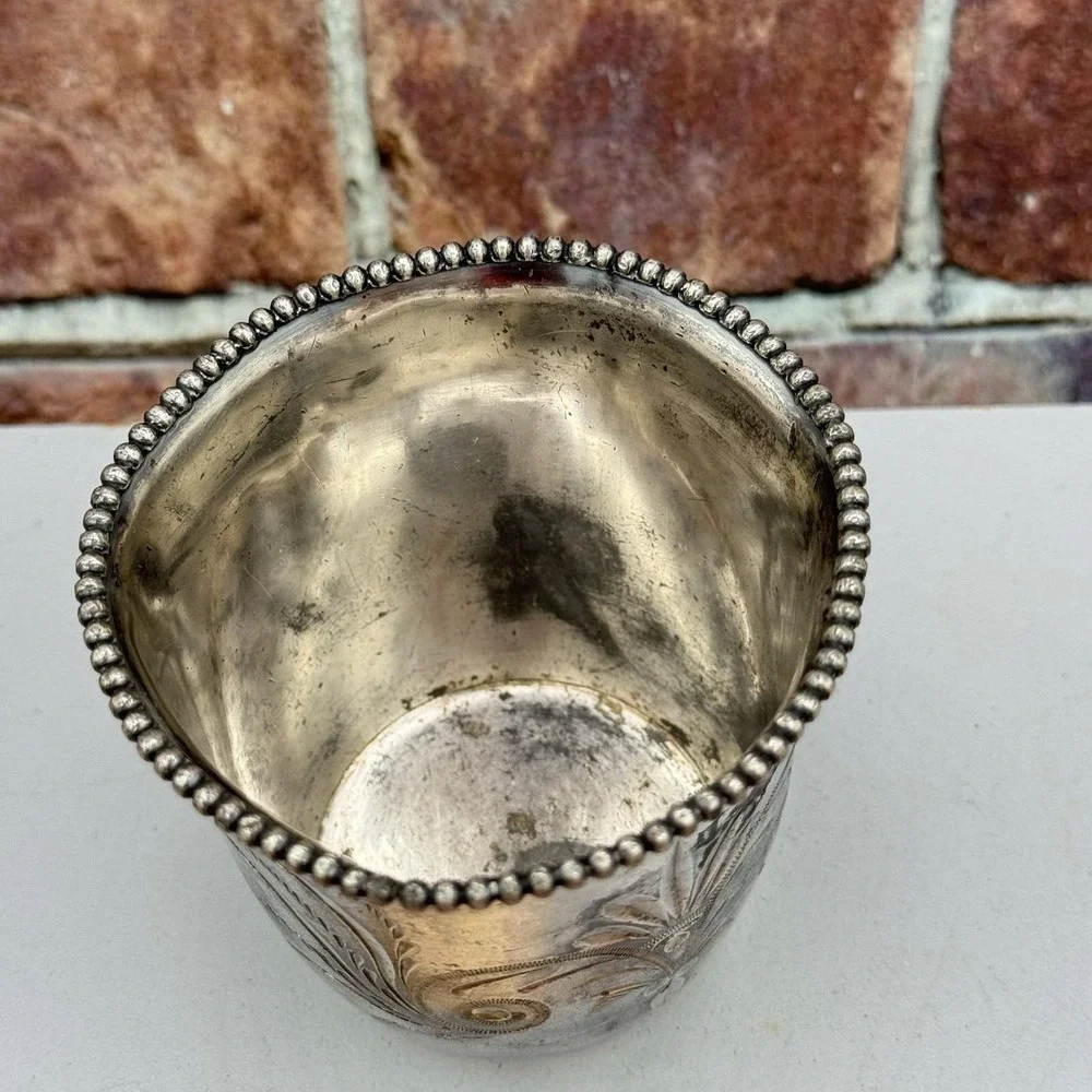 Antique Barbour Quadruple Silver Plate Etched Cup Hollowware 1892 Victorian 2168